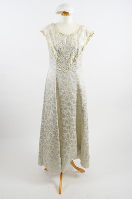 Lot 1249 - 1960s silver brocade cocktail or wedding dress