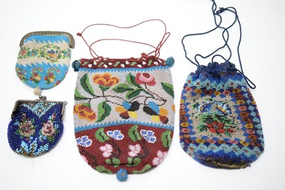 Lot 1197 - Three antique beaded purses