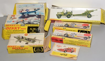 Lot 1127 - Dinky Toys, UFO Interceptor from SHADO, Hawker Harrier; and other toys.