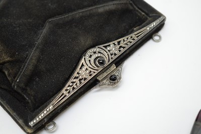 Lot 1209 - Russian Art Deco white metal purse and two cigarette cases