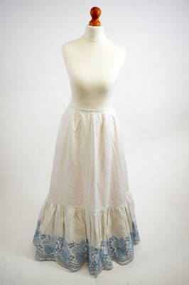 Lot 1196 - A Victorian Ayrshire-type blue embroidered petticoat