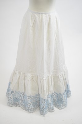 Lot 1196 - A Victorian Ayrshire-type blue embroidered petticoat