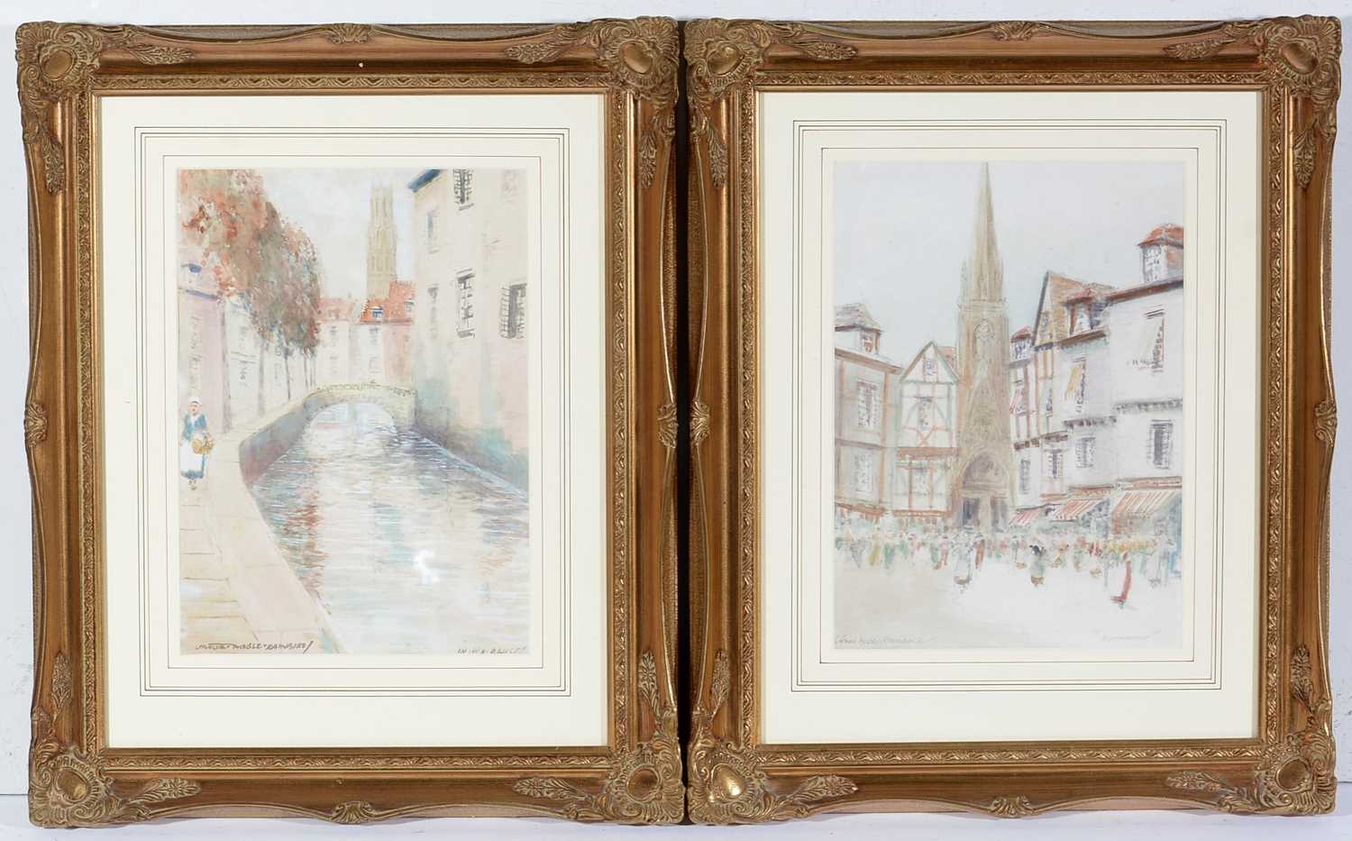 Lot 30 - Victor Noble Rainbird - Views of Normandy and Bruges | watercolour