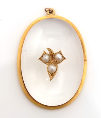 Lot 507 - A Victorian rock crystal and pearl pendant