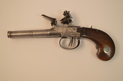 Lot 1024 - An early 19th Century flintlock double barrel pistol