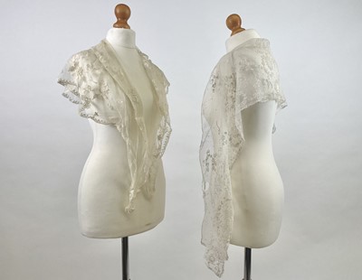 Lot 1283 - Antique lace veils and shawls