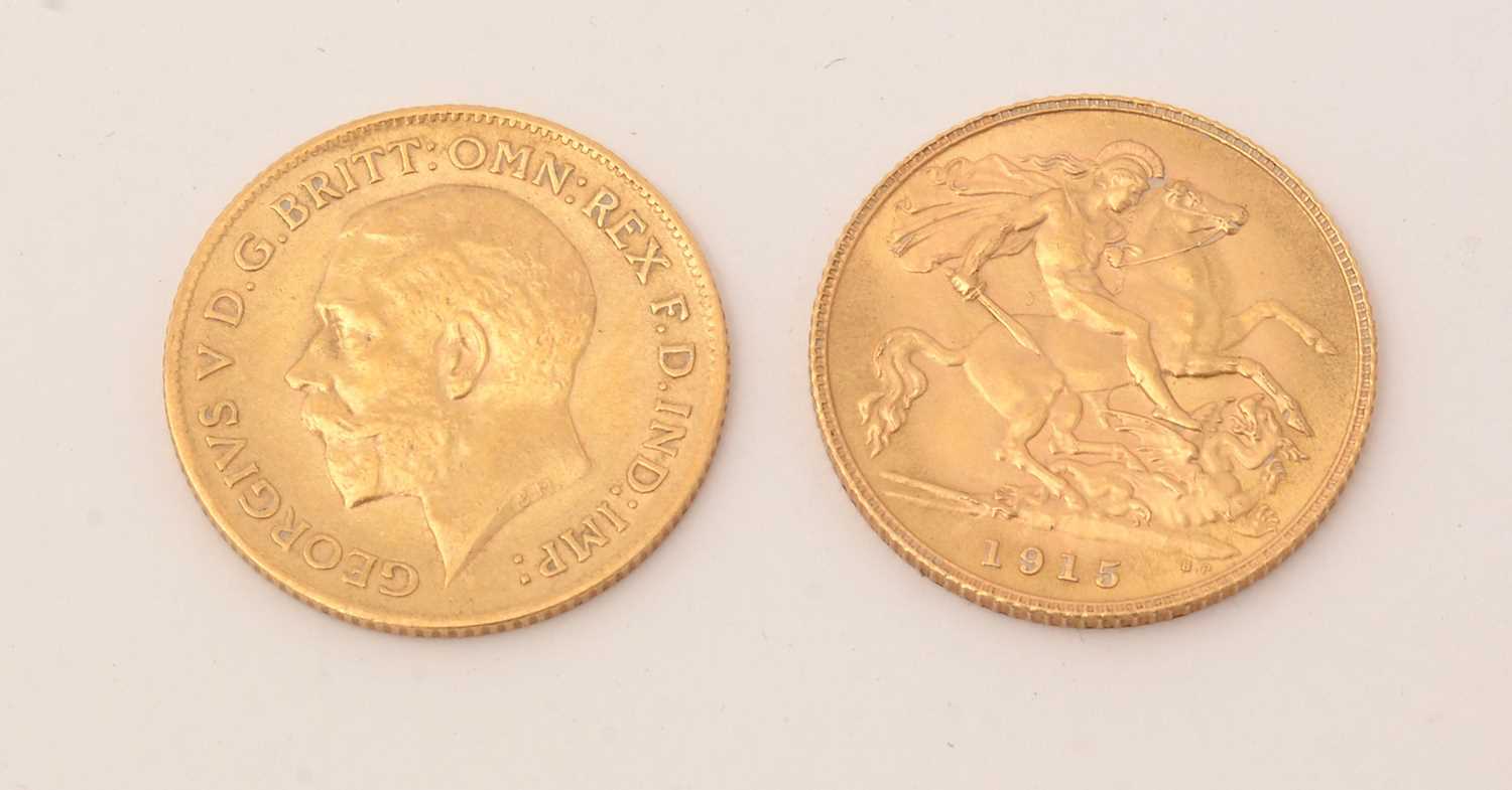 Lot 176 - Two George V half-sovereigns.