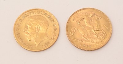 Lot 1034 - Two George V half-sovereigns.