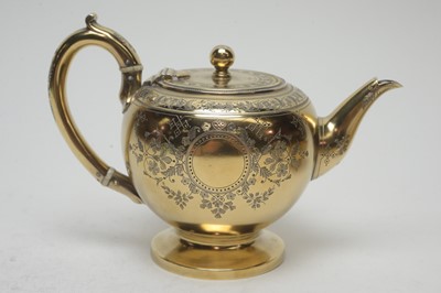 Lot 593 - A fine Victorian silver-gilt bachelor's tea set, by Chawner & Co