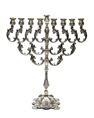 Lot 615 - A 20th Century silver Hanukkah lamp