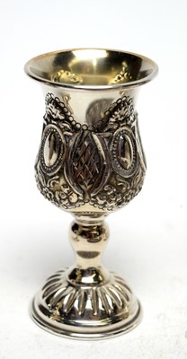 Lot 617 - A 20th Century silver set of Jewish kiddush cups on tray