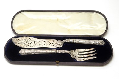 Lot 600 - A pair of Victorian silver fish servers, by Francis Higgins II