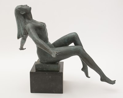 Lot 467 - Milo: a modernist patinated bronze sculpture of a reclining female nude.