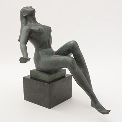 Lot 467 - Milo: a modernist patinated bronze sculpture of a reclining female nude.