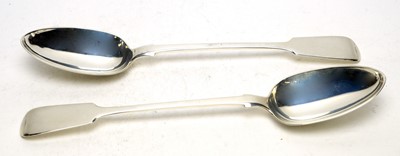 Lot 575 - A pair of Victorian silver gravy spoons, by Josiah Williams & Co