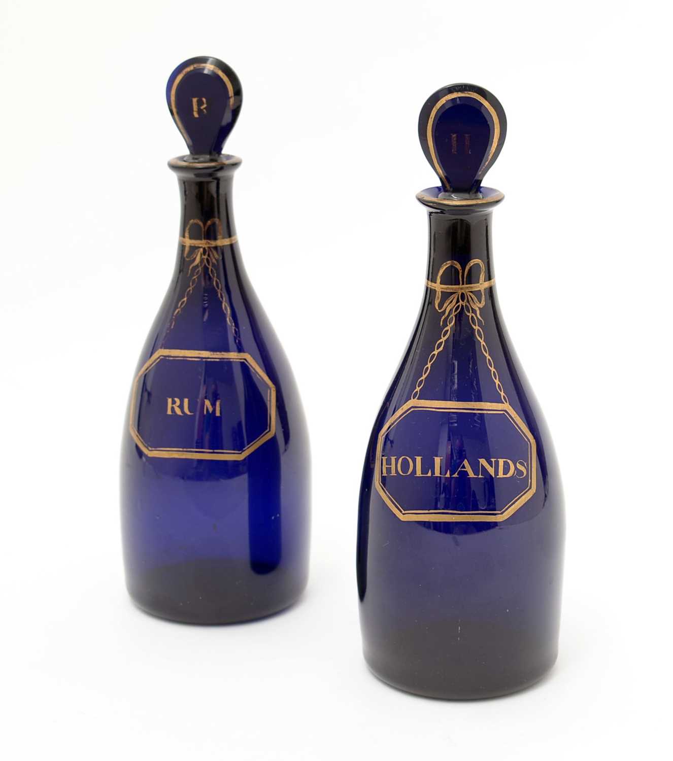 Lot 807 - Pair of early 19th Century 'Bristol Blue' decanters