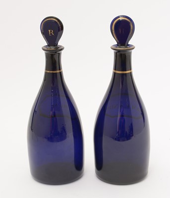 Lot 807 - Pair of early 19th Century 'Bristol Blue' decanters