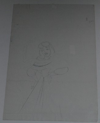 Lot 552 - Walt Disney drawing of Princess Aurora and related ephemera