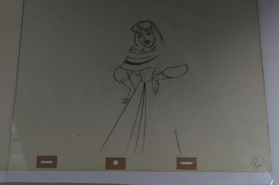 Lot 659 - Walt Disney drawing of Princess Aurora and related ephemera