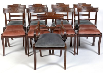 Lot 1053 - Nine Regency and later mahogany dining chairs