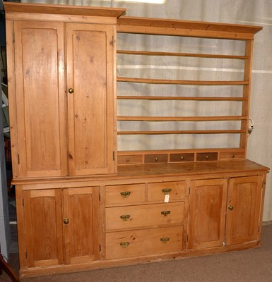 Lot 26 - A Victorian and later farmhouse dresser.