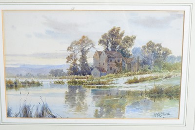 Lot 854 - Alfred Fontville De Breanski - Eventide Lake Views | watercolour