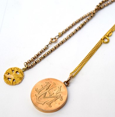Lot 213 - Locket on chain and other chains