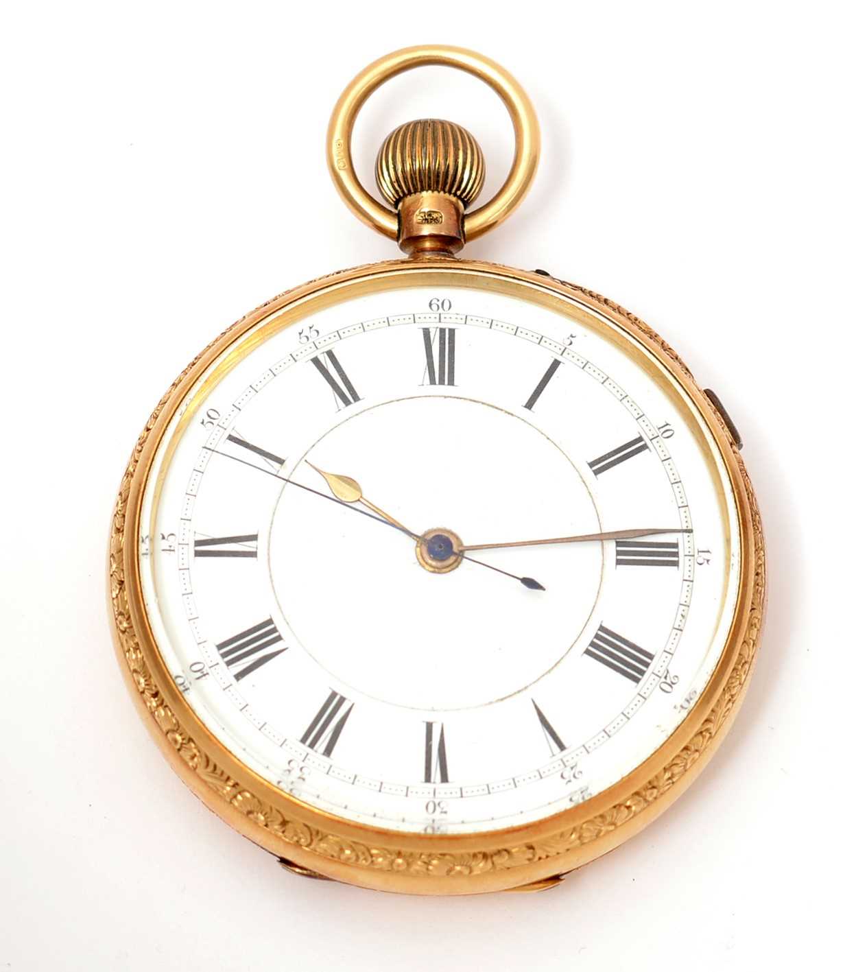 Lot 395 - An Edwardian 18ct yellow gold cased pocket watch