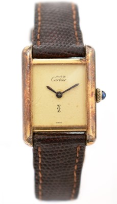Lot 399 - Must de Cartier: a silver-gilt cased cocktail watch