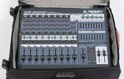 Lot 113 - Peavey XR 800F 9 Channel console and twin PA speakers