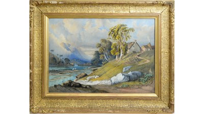 Lot 869 - Elizabeth Fountaine - Scene on the River Garry, Perthshire | watercolour