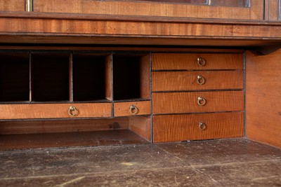 Lot 1299 - A large and impressive George III mahogany breakfront secretaire bookcase