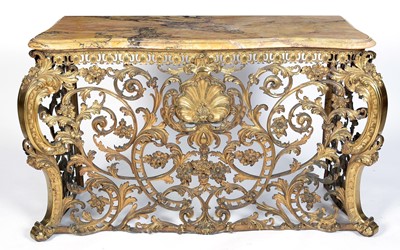 Lot 1024 - An impressive 19th Century ormolu and marble radiator cover, in the French rococo style.