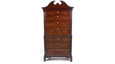 Lot 1065 - A George III mahogany chest on chest