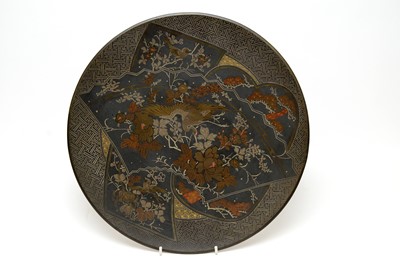 Lot 751 - Japanese painted bronze plaque