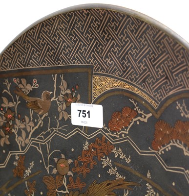 Lot 751 - Japanese painted bronze plaque