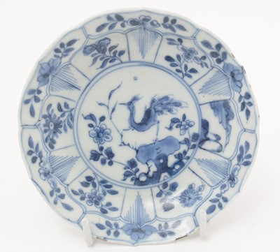 Lot 727 - Three Chinese blue and white saucers