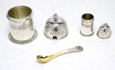 Lot 628 - Danish silver mustard pot and pepperette, by Preben Salomonsen