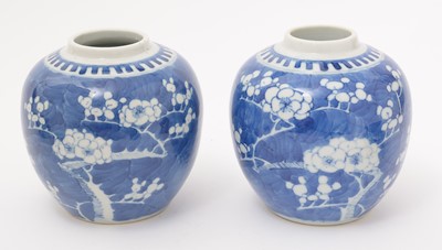 Lot 721 - Pair Chinese blue and white ginger jars