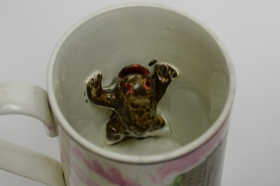 Lot 789 - Sunderland jug, jar and cover, frog mug, bowl.