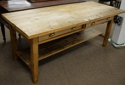 Lot 79 - A pine refectory or kitchen table.