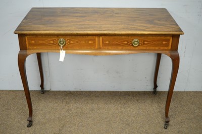 Lot 17 - A mahogany side table with two inlaid frieze drawers