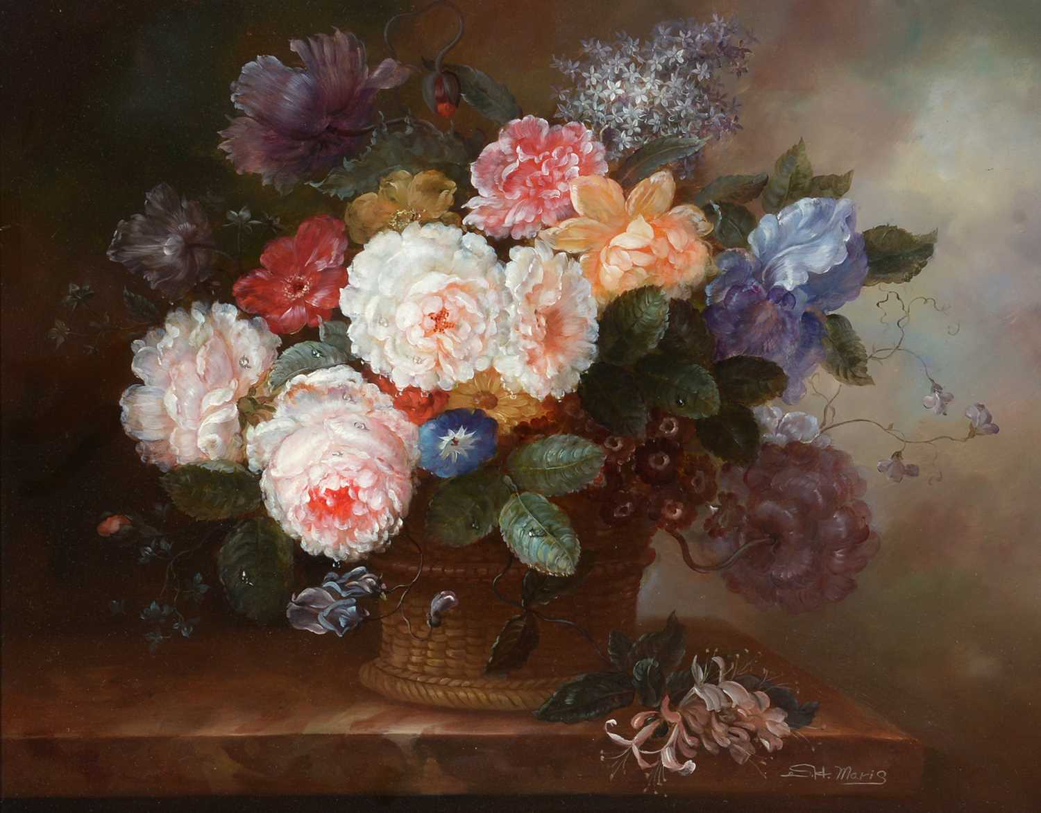 Lot 125 - S. H. Maris - Still Life with Dewy Garden Blossoms | oil