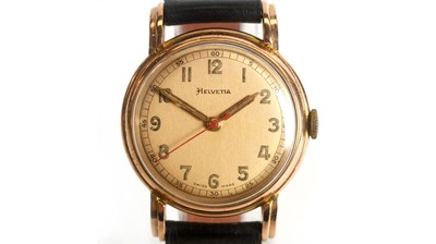 Lot 514 - Helvetia: a 9ct rose gold cased manual wristwatch
