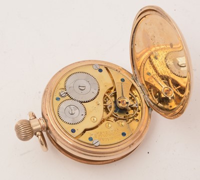Lot 175 - A gold plated cased half hunter pocket watch by Waltham