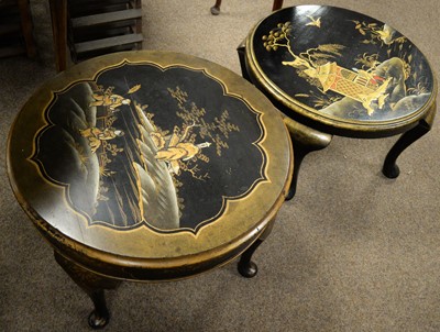 Lot 11A - Two Japanese black lacquered and enamelled coffee tables.