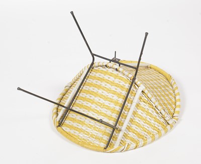 Lot 321 - A mid Century plastic rattan weave Atomic Sputnik bedroom tub chair