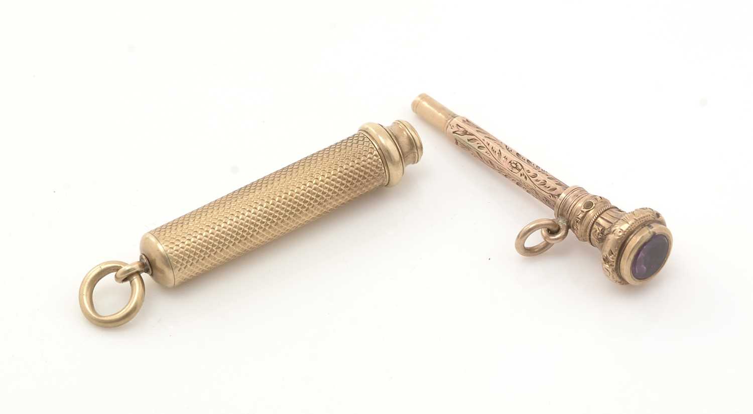 Lot 268 - 9ct yellow gold telescopic propping pencil, by S. Mordan & Co; and another