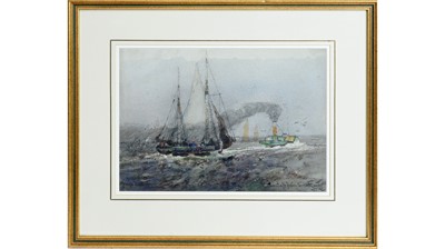 Lot 834 - George Edward Horton - Lowstaff Fishing Smack on the Tyne | watercolour