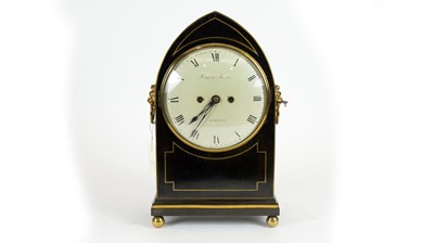 Lot 1199 - Hedge & Banister, Colchester: a late Georgian ebonised bracket clock.